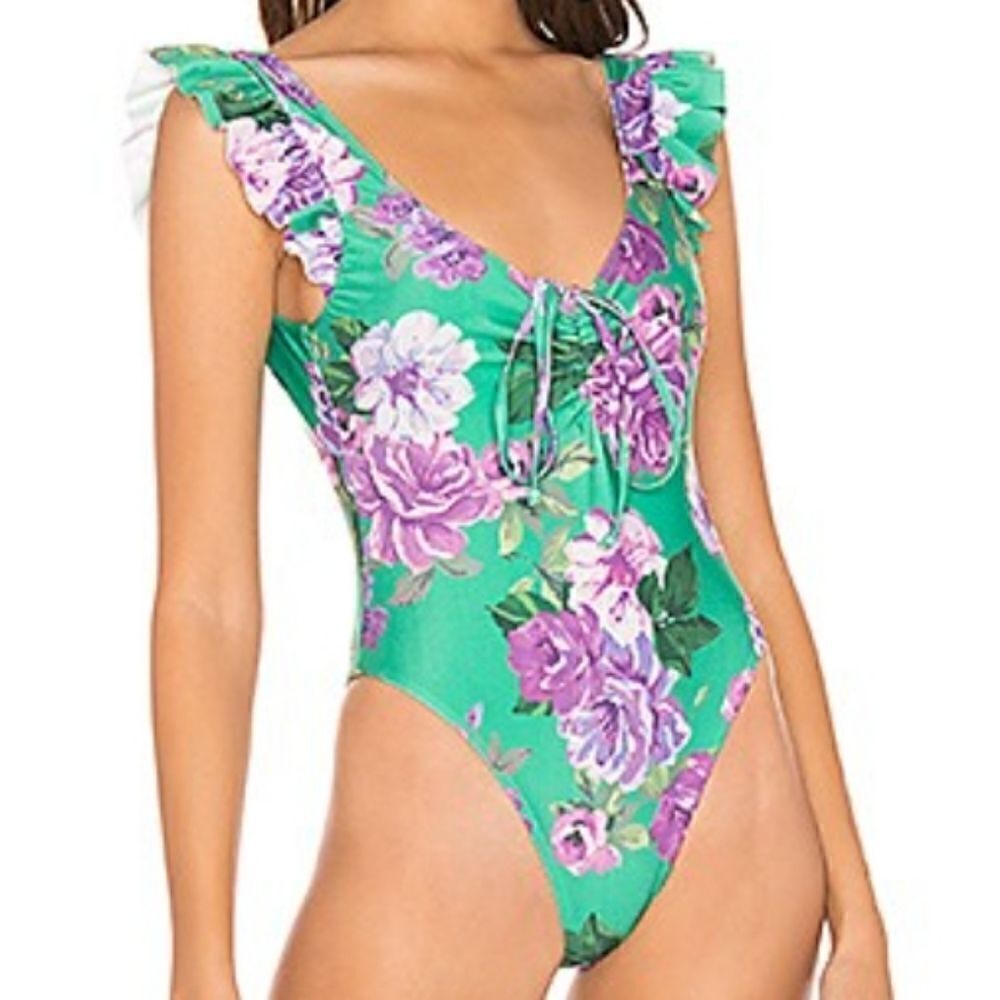 Lovers & Friends Devin One Piece in Kelly‎ Green Floral Size XXSmall